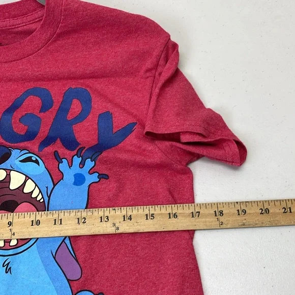 Disney Stitch Hangry T-Shirt Youth S Red Crew Neck Short Sleeve Graphic  Cotton - Picture 3 of 4